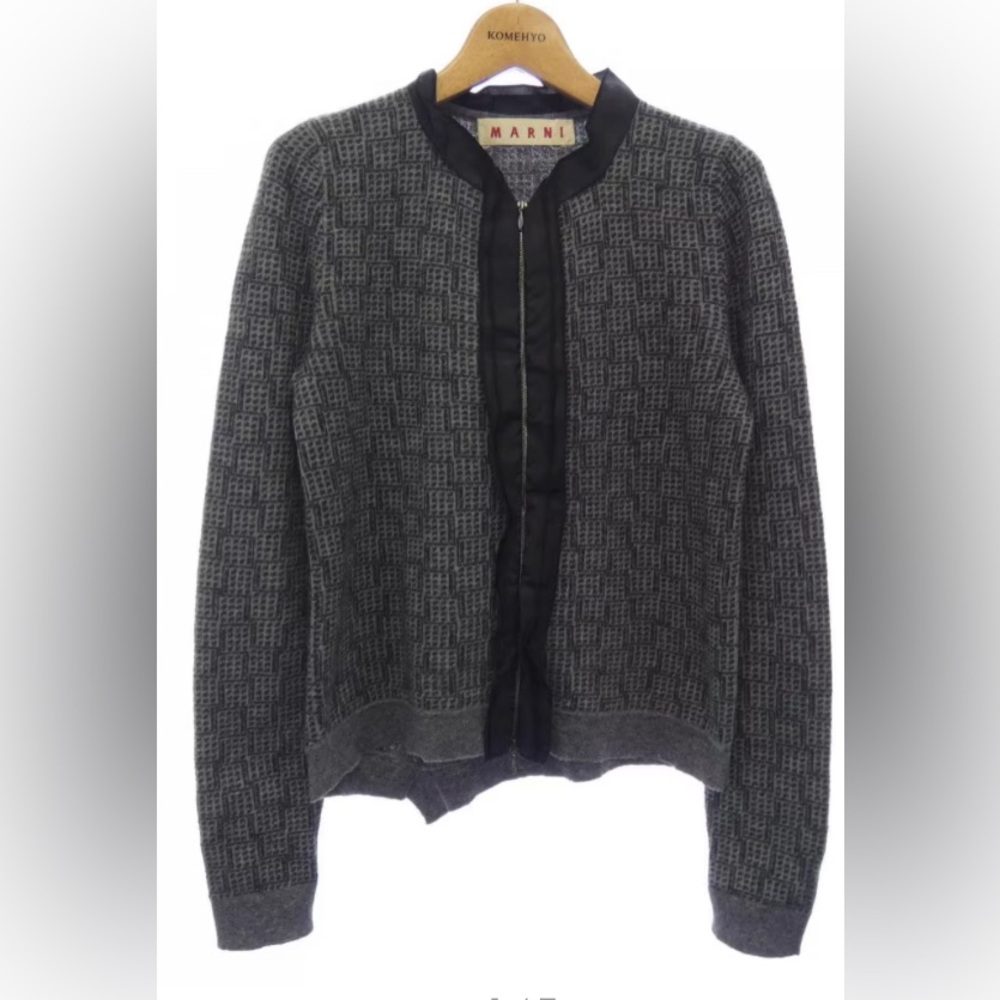 Marni Cashmere Wool Cardigan Sweater Silk Accents Office Wear Medium Size 44